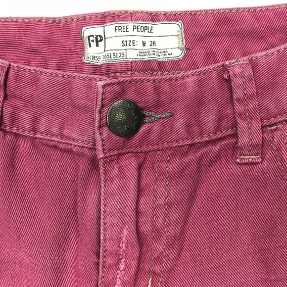 Free People Pink Distressed Cropped Jeans‎ Women 26 - Picture 7 of 8
